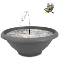 XXL Solar-Brunnen Set für draußen - große 60 cm Schale grau