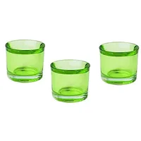 3er Set Teelicht-Halter/Teelicht-Gläser in Hell-Grün - Tisch-Deko Hochzeit Geburtstag Kerzen Teelichter Kerzen-Ständer Konfirmation, Kommunion & Taufe