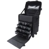 LANNADD Kosmetikkoffer Trolley, Kosmetikkoffer 2 in 1 Großer Schminkkofferwagen Professioneller Kosmetikkoffer Kosmetiktasche mit Rollen, Trolley mit Abnehmbarem Schminkkoffer, Schwarz