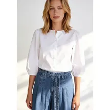 More & More leicht taillierte 3/4 Arm-Bluse, Puffärmel in white | Gr.: 34