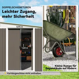 Outsunny Gerätehaus Stah 2,8 x 3,4 m Grau
