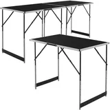 ECD Germany 3-teilig Tapeziertisch klappbar 100x60 cm, Schwarz, Alu Multifunktionstisch, höhenverstellbarer Mehrzwecktisch, Arbeitstisch bis 30 kg belastbar, Flohmarkttisch Campingtisch, mit Verbinder