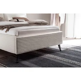 Meise Möbel Matera Polsterbett inkl. Bettkasten hellbeige mit schwarzen Metallfuß - Weiß