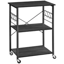 VASAGLE Küchenschrank Servierwagen 60 x 40 x 89 cm Schwarz