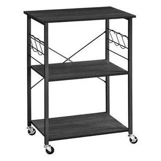 VASAGLE Küchenschrank Servierwagen 60 x 40 x 89 cm Schwarz