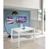 Stones Pixel - Ausziehbarer Tisch (122/182 x 80 cm) aus weißem gehärtetem Glas