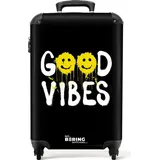 NoBoringSuitcases.com Handgepäck Koffer 55x35x20 cm 36L, Bunte Graffiti-Drucke: Schwarz) - Good Vibes, Reisekoffer, mit Rollen,