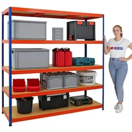 Proregal Schwerlastregal Metall 180x180x60 cm Blau/Orange