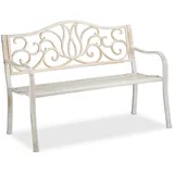 Relaxdays Gartenbank 128 x 90 x 63 cm Weiß
