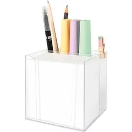 Folia Zettelbox mit Stiftehalter transparent inkl. 700 Notizzettel weiß