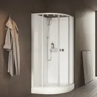 Novellini Media Glass R - Komplettdusche 90x90 cm Weiß