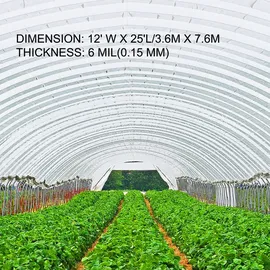 Vevor PE Gewächshausfolien Treibhausfolien, 3,6mx7,6m Folientunnel, 0,15mm Dicke - Transparent