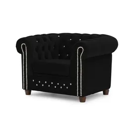 S-Style Chesterfield Sessel Cleo Blink Samt 104 x 72 x 0 cm Schwarz