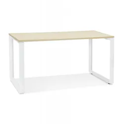 Schreibtisch aus Holz und Metall | Gerader Bürotisch mit geräumiger Arbeitsfläche | Designmöbel im minimalistischen Stil | Kadima Design