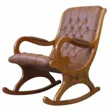 Casa Padrino Luxus Jugendstil Schaukelsessel Braun - Handgefertigter Kunstleder Schaukelstuhl mit Armlehnen - Barock & Jugendstil Wohnzimmer & Büro Möbel - Luxus Qualität - Made in Italy