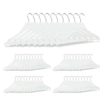 Relaxdays 150 x Holz Kleiderbügel weiß Weiß,Silber
