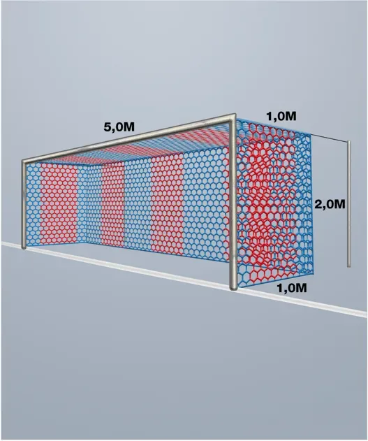 Cawila Tornetz HEXA 5,15x2,05m | Tiefe 1,0x1,0m | Maschenweite 12cm | Stärke 4mm | blau/rot