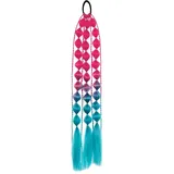 Wambere 1 Stück Blasen-Pferdeschwanz-Zöpfe Extensions Pferdeschwanz Verlängerung Haarverlängerung mit Gummiband,Bubble Braid,Kunsthaar Zopf Haarteil für Damen,Chinesische Pferdeschwänze,Rosa-Seeblau