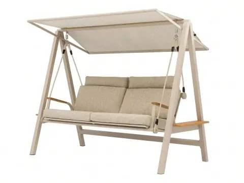 Hollywoodschaukel Zebra Aluminium Deluxe Light taupe inkl. Polster 227 cm x 115 cm x 186 cm