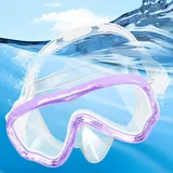 Cisivis Taucherbrille Kinder, Schwimmbrille Kinder für 4-14 Jahre Jungen Mädchen, Schnorchelmaske 180° Panorama mit Nasenabdeckung, Schwimmmaske Anti-Leck-Lila