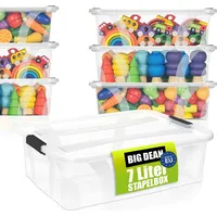 BigDean Aufbewahrungsbox mit Deckel 7 L flach und Transparent