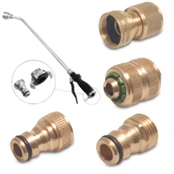 Messing Hahnanschluss Schnellkupplungen Sys. Gardena / Klicksystem (Gießstab 80cm mit GEKA- und Klicksystem / Messing Hahnanschluss Schnellkupplungen: Messing Klemmverschraubung Kupplung 15-19 mm)