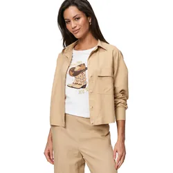Hemdbluse ZERO "zero Hemdbluse mit Klappentasche", Damen, Gr. 42, beige (ginger root), Web, Obermaterial: 55% Leinen, 45% Viskose. Ärmelfutter: ohne Futter., unifarben, casual, figurumspielend normal, Langarm eng Manschette mit Knöpfen, Blusen