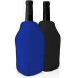 Joeji's Kitchen 2er-Set Weinkühler und Sektkühler Hülle Manschetten - Schwarz & Blau - Perfekt zum Kühlen von Wein- und Sekt- Champagnerflaschen und andere - Ideal für Dinnerparties, Events, etc.