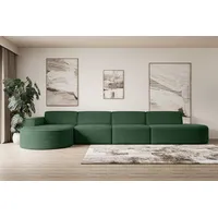 Altdecor ECKSOFA, Grün, 3-Sitzer, L-Form, Ottomane links, 406x165 cm,
