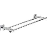 Tesa HUKK Doppel-Handtuchstange, verchromt - Badetuchhalter mit 2 Stangen - zur Wandbefestigung ohne Bohren, inkl. Klebelösung - 700mm x 50mm x 160mm