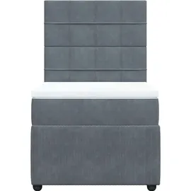 vidaXL Boxspringbett mit Matratze Dunkelgrau 90x200 cm Samt - Grau