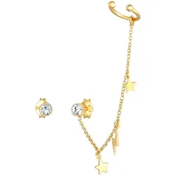 Elli Stecker Kristalle Earcuff Stern Blitz 925 Silber goldfarben Damen 