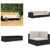 vidaXL 3 tlg. Garten Sofagarnitur mit Auflagen Poly Rattan Schwarz - Garten-Sofagarnitur - Garten-Sofagarnituren - Gartensofa-Set - Gartensofa-Sets - Schwarz