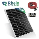 Rhein Beleuchtung Solarmodul 120W 12V Solaranlage Set Wohnmobil Garten Inselanlage, 120 W, Monokristallin, (3-St., Inkl. 40A MPPT-Regler & 3 m Solarkabel – ideal für Dachmontage), Mono Solarpanel mit Half-Cut-Technologie & IP65 Anschlussdose