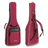 Rocktile 3/4 und 7/8 Klassik-Gitarrentasche (gepolsterter Gigbag, Rucksackgarnitur, 2 Außentaschen) weinrot
