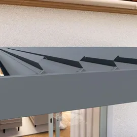 primeyard Terrassenüberdachung 3x4 m Aluminium-pfosten mit Lamellendach aus Stahl anthrazitfarbene Anbaupergola