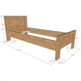 58 aufm Kessel KINDERZIMMER SET Keelia Eiche Melamin mit Bett 90x200 und Nachtkonsole