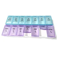 EWANTO Tablettenbox Pillendose Medikamtenbox 7 Tage morgens abends 14 Fächer hellblau/violett BPA-frei HA-36