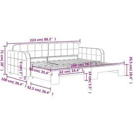 vidaXL Tagesbett Ausziehbar Hellgrau 90x200 cm Samt