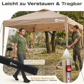 Sekey Faltpavillon 3 x 3 m inkl. 4 Seitenteile Schwarz/Khaki