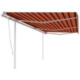 vidaXL Markise Manuell Einziehbar mit Pfosten 6x3,5 m Orange Braun