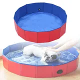 Inscrip Hunde Pool, Katze Planschbecken, Faltbarer Pool für Hund Katze und Enten, Hundebadewanne, Hundepool Klein mit Wasserablassventil, Tragbare Schwimmbad für Haustiere für Indoor Outdoor (80x20cm)