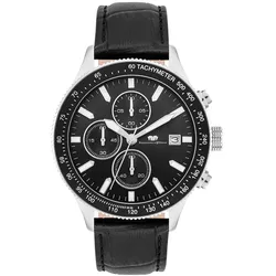 Rhodenwald & Söhne Chronograph Karthago II in Silber Echtleder Schwarz 210,0 mm Herren 