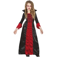Fiestas GUiRCA Vampir Gräfin Kostüm – langes elegantes rotes und schwarzes Vampirin Kleid für Mädchen 10–12 Jahre