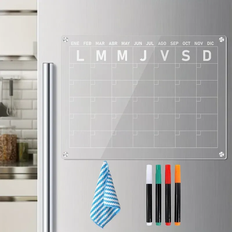 Alphynix Küchen-Kühlschrank-Kalender, 1 Stück, magnetischer Whiteboard-Planer für Zuhause und Büro, inklusive Stiften und Staubwedel, ideal für tägliche Erinnerungen und Termine