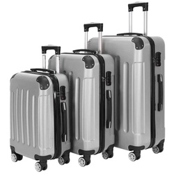 LBF Trolleyset Hartschalentrolley S M L Komplettes Business 3er Set, 4 Rollen, (Set, 3 tlg), Tragbarer Koffer Trolley inkl. sicheres Schloss grau