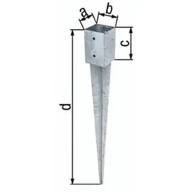 GAH Alberts Einschlag-Bodenhülse 71 x 750 mm Stahl feuerverzinkt