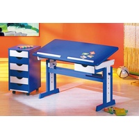 Interlink Kinderschreibtisch Set PACO mit Rollcontainer in blau weiß mit Schublade