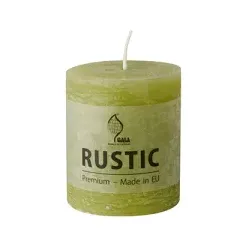 Papstar Rustic Tischkerze, durchgefärbt, Hochwertige Zylinderkerze aus Paraffin- und Stearin, 1 Karton = 6 Stück, birke