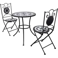 vidaXL Bistroset 3-tlg. schwarz/weiß